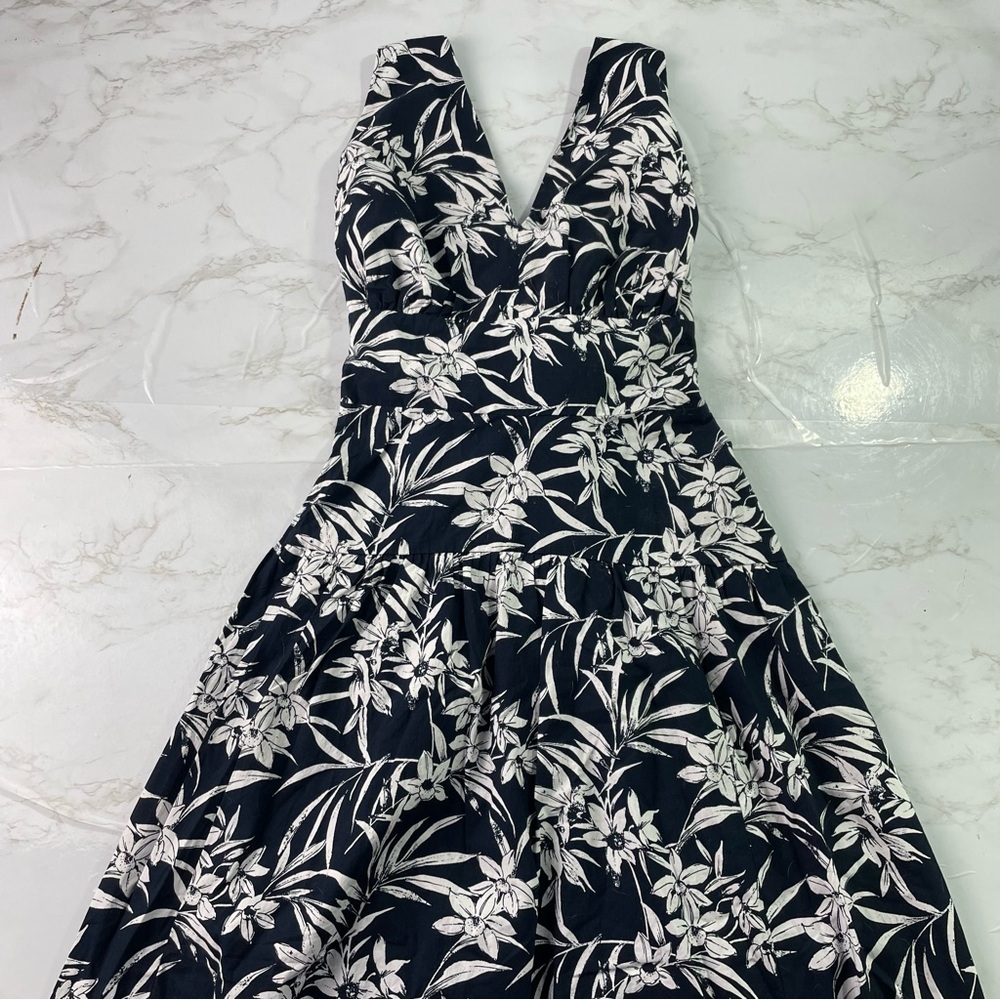 NWT Madewell Smocked Halter Midi Dress Floral Poplin Deep Indigo Womens Size 0